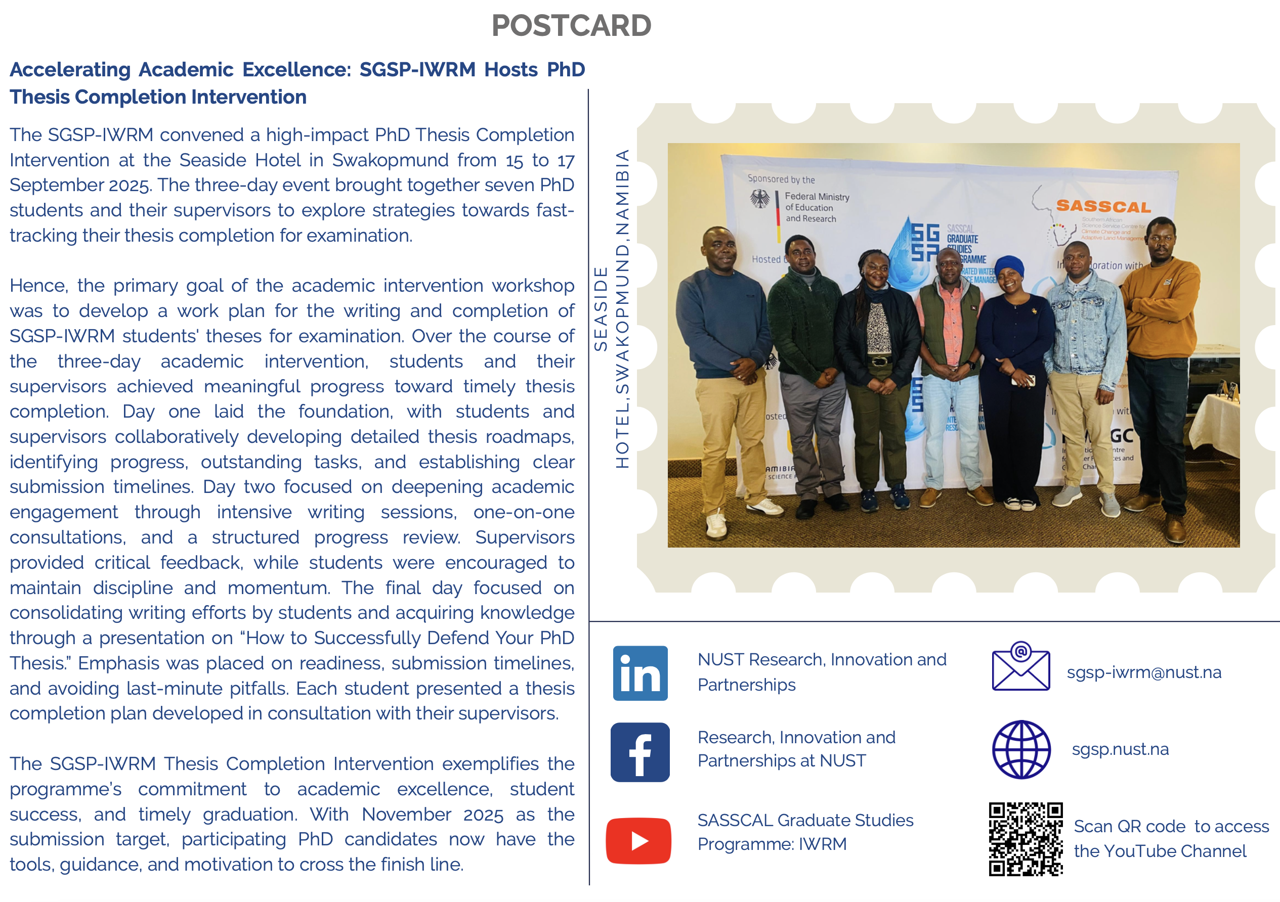 Accelerating Academic Excellence_SGSP-IWRM Hosts PhD Thesis Completion Intervention